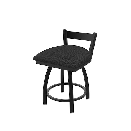 Holland Bar Stool Co 18" Low Back Swivel Vanity Stool, Black Wrinkle, Graph Coal Seat 82118BW018